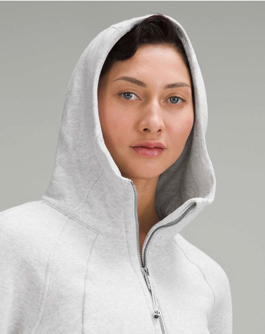 Lululemon Scuba Full-Zip Cropped Hoodie Heathered Core Ultra Light Grey SZ 4