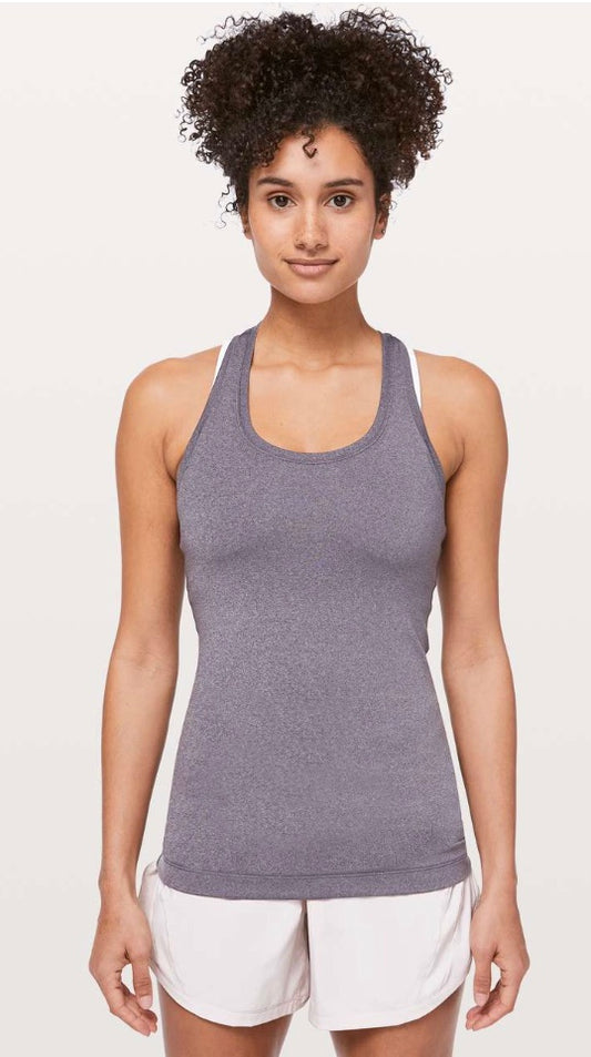 Lululemon Cool Racerback II Heathered Graphite Purple Sz 6