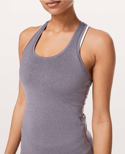 Lululemon Cool Racerback II Heathered Graphite Purple Sz 6 Brand New