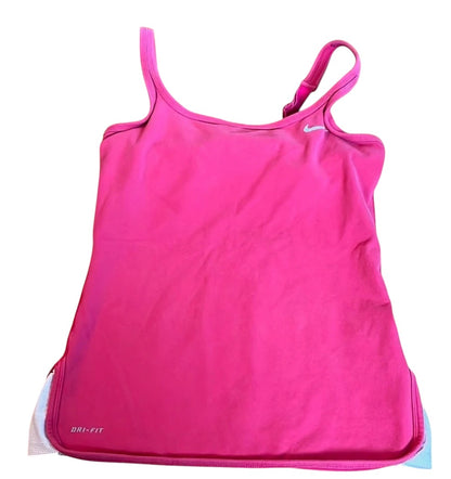 NIKE Women's DRI-FIT Athletic FITNESS Training Shelf Bra Tank Fusha Pink Sz M