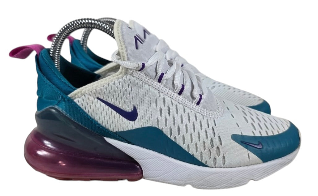 Nike Air Max 270 Women's White/Teal Nebula/Laser Fuchsia Women's Sz 6.5 or Youth 5.0 Brand New