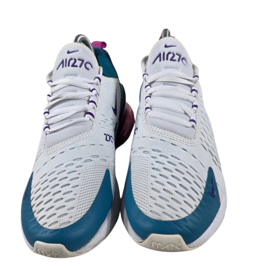 Nike Air Max 270 Women's White/Teal Nebula/Laser Fuchsia Women's Sz 6.5 or Youth 5.0 Brand New
