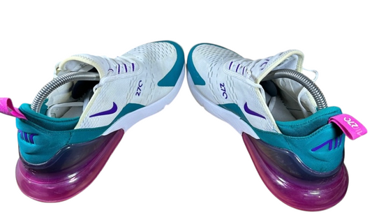 Nike Air Max 270 Women's White/Teal Nebula/Laser Fuchsia Women's Sz 6.5 or Youth 5.0 Brand New