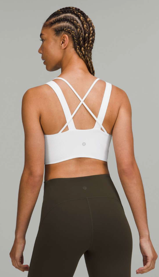 Lululemon Like a Cloud Longline Bra Light Support, D/DD Cup White Sz 12