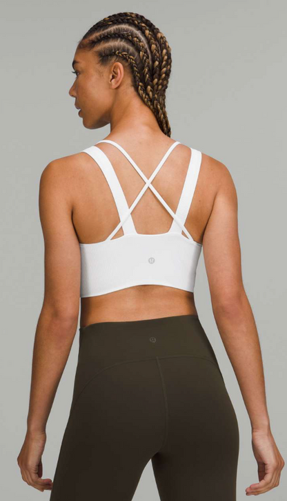 Lululemon Like a Cloud Longline Bra Light Support, D/DD Cup White Sz 12