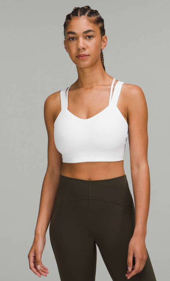 Lululemon Like a Cloud Longline Bra Light Support, D/DD Cup White Sz 12