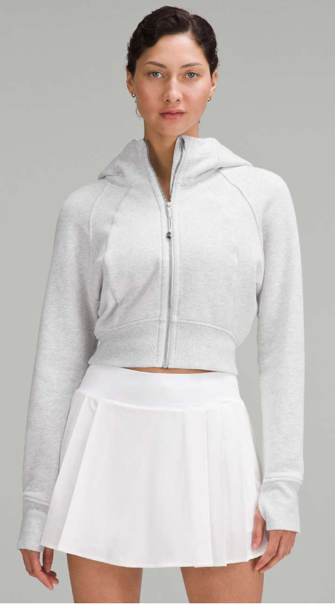 Lululemon Scuba Full-Zip Cropped Hoodie Heathered Core Ultra Light Grey Size 4