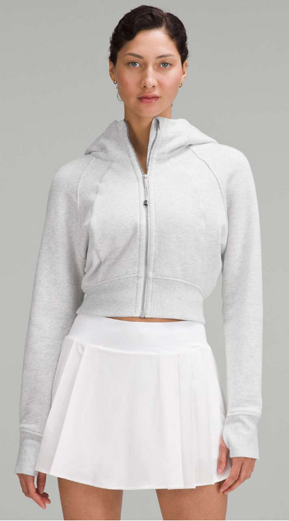 Lululemon Scuba Full-Zip Cropped Hoodie Heathered Core Ultra Light Grey Size 4