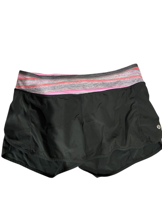 Lululemon Groovy Run Short 4.5" Inseam Black Heathered Grey Red Pink Stripe Waistband Sz 10