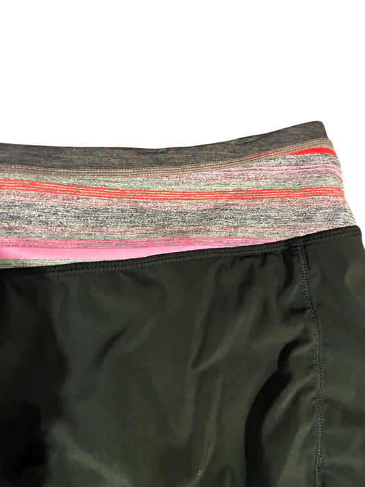 Lululemon Groovy Run Short 4.5" Inseam Black Heathered Grey Red Pink Stripe Waistband Sz 10