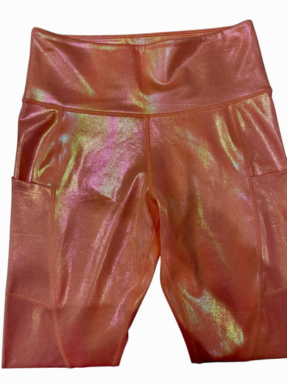 ZZ Curves N Combat Boots Leggings Spring Peaches Glitter Foil 25" Inseam Sz M