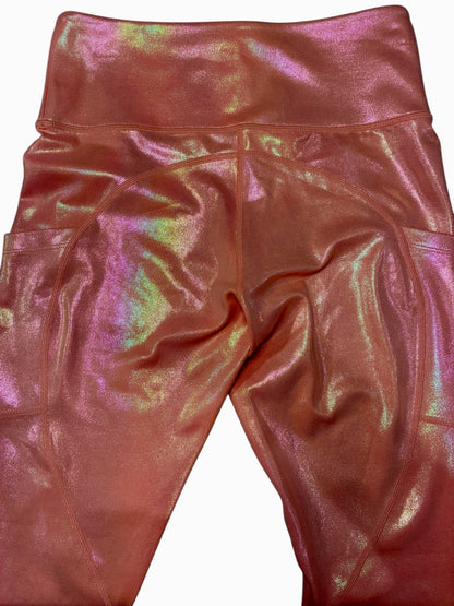 ZZ Curves N Combat Boots Leggings Spring Peaches Glitter Foil 25" Inseam Sz M