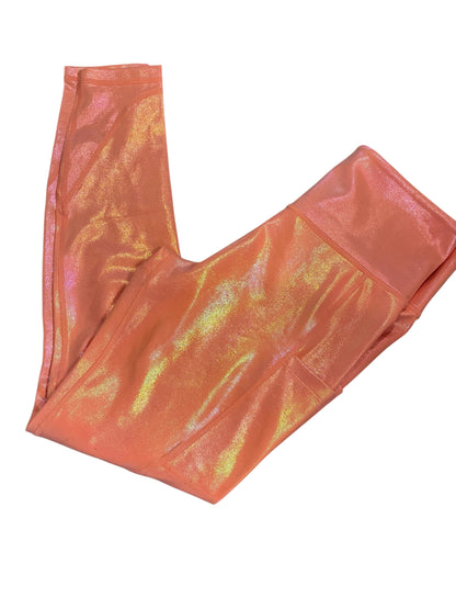 ZZ Curves N Combat Boots Leggings Spring Peaches Glitter Foil 25" Inseam Sz M