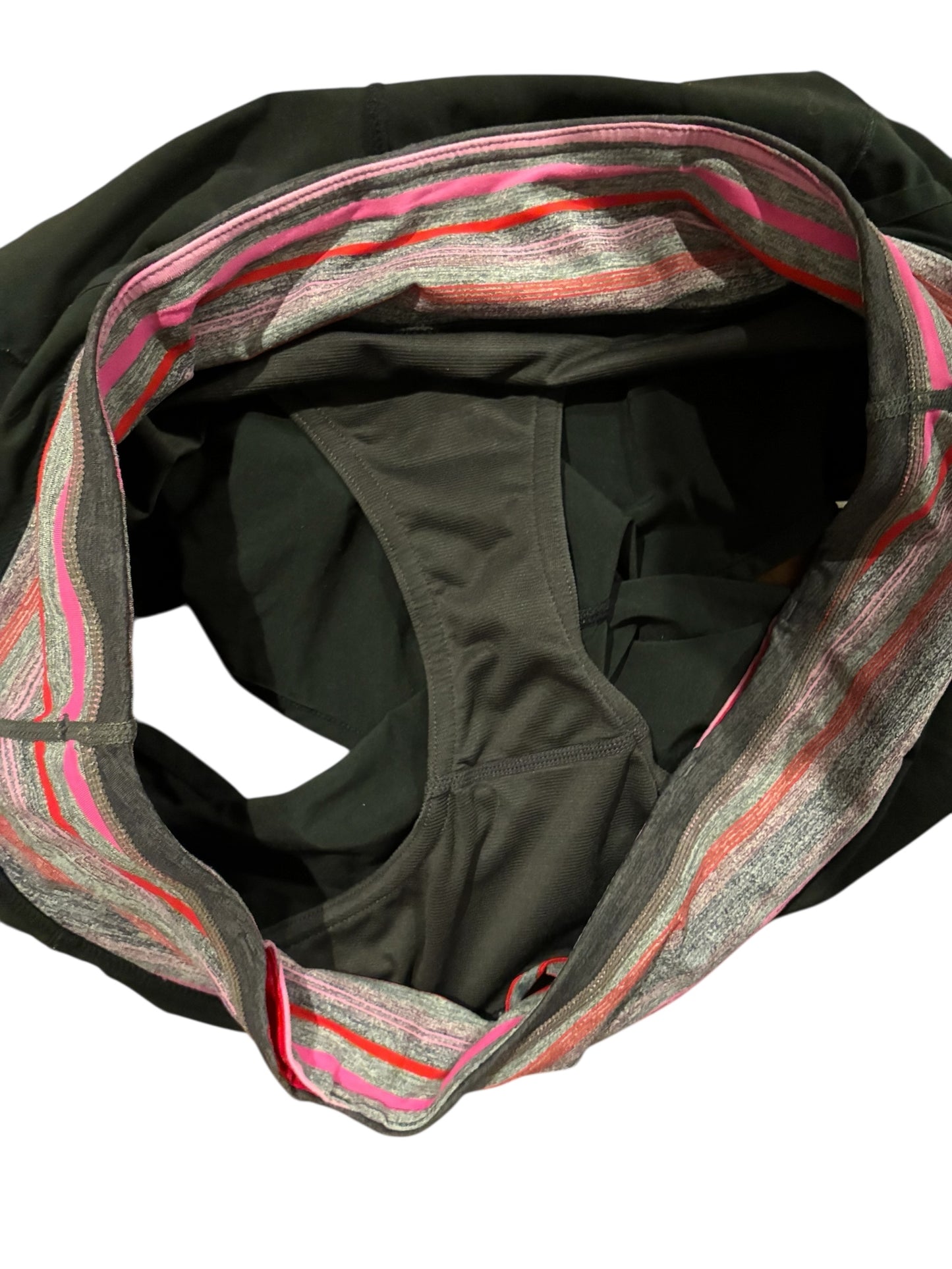 Lululemon Groovy Run Short 4.5" Inseam Black Heathered Grey Red Pink Stripe Waistband Sz 10