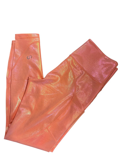 ZZ Curves N Combat Boots Leggings Spring Peaches Glitter Foil 25" Inseam Sz M