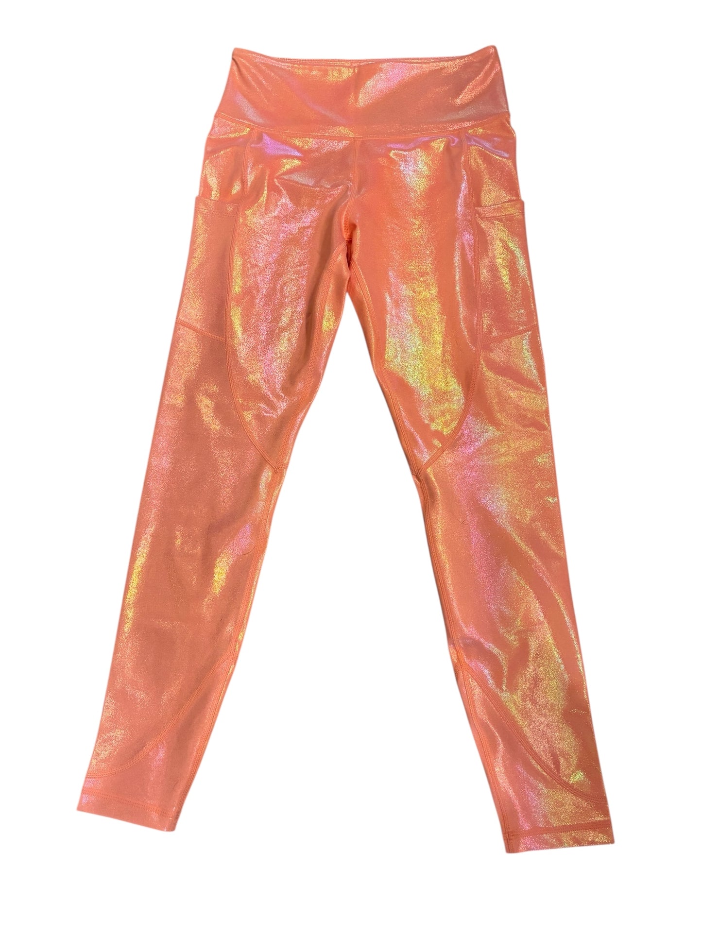 ZZ Curves N Combat Boots Leggings Spring Peaches Glitter Foil 25" Inseam Sz M