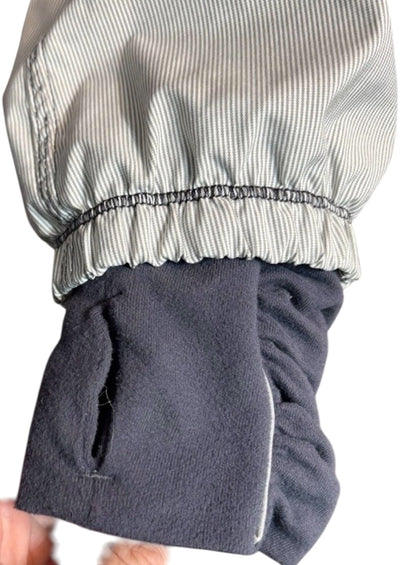 Lululemon RARE Down Time Jacket White and Grey Micro Stripe Charcoal Mesh Liner Sz 4